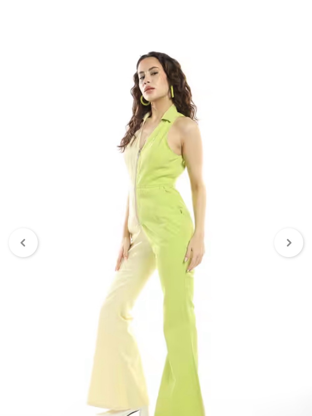 ASOS Women Petite Colourblock Twill Zip-Front Collar Retro Flare Boilersuit